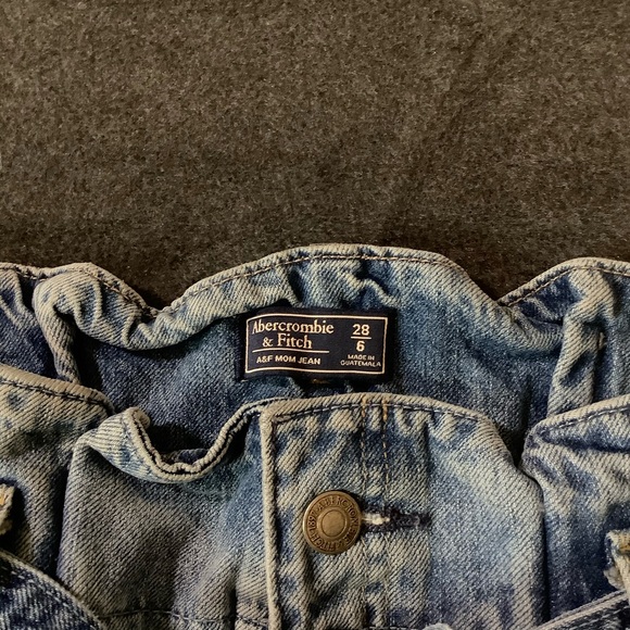 Abercrombie & Fitch Mom Jeans Ankle Blue Belted Paper Bag Waist High Rise 28/6 - Picture 3 of 12